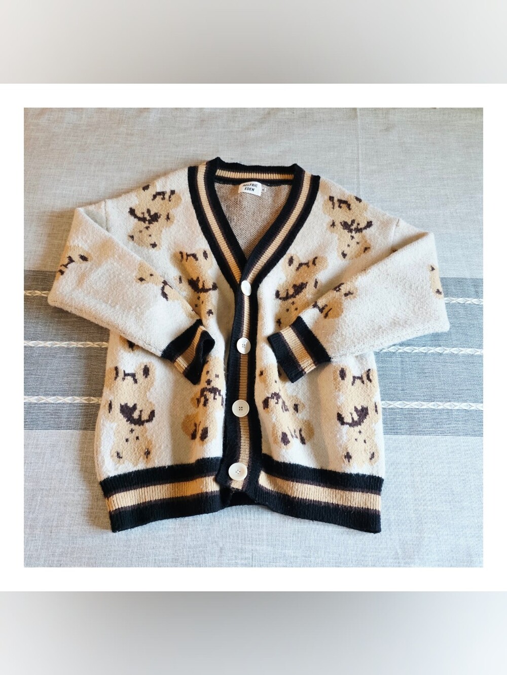 Aelfric Eden Cream and Black Teddy Cardigan Jacket